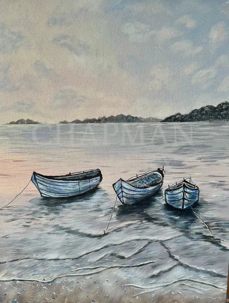 Seascape on Canvas - ’Anchored in Silence’ Original Artwork