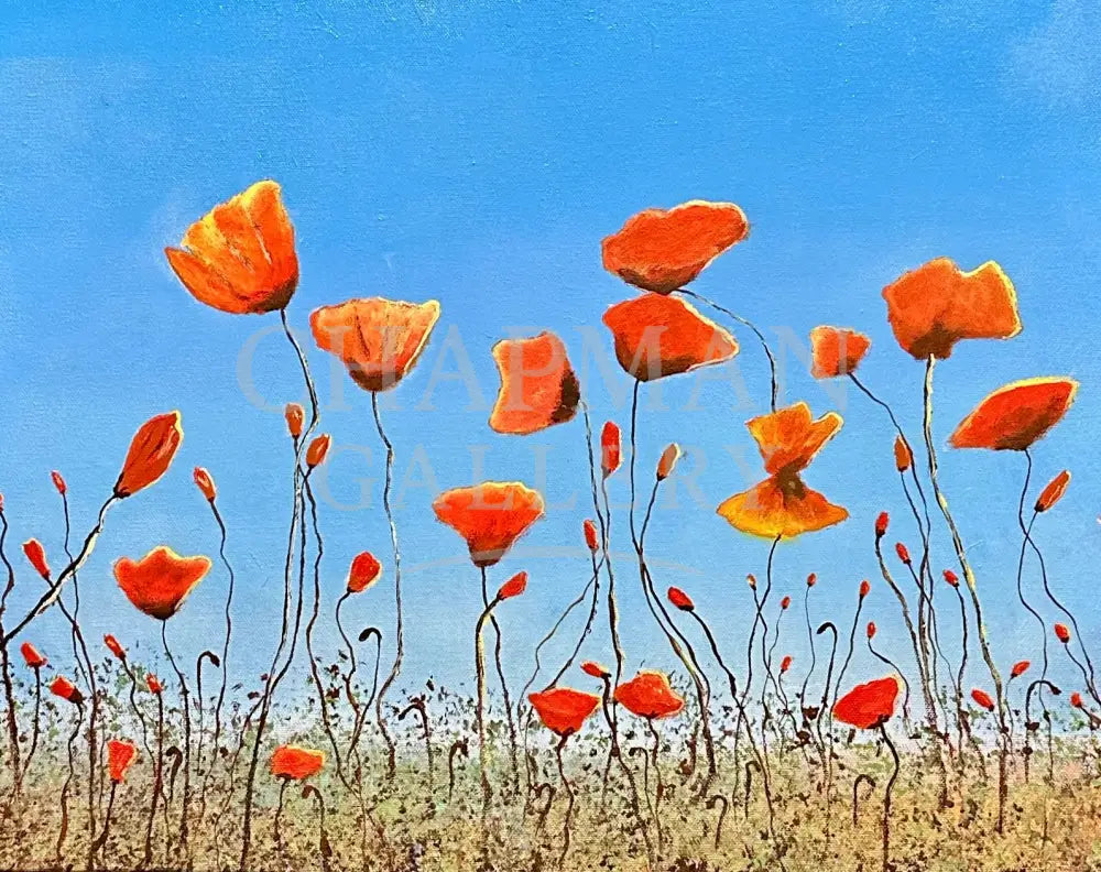 Landscape on Canvas - ’Poppies in the Sunlight’ Original Artwork