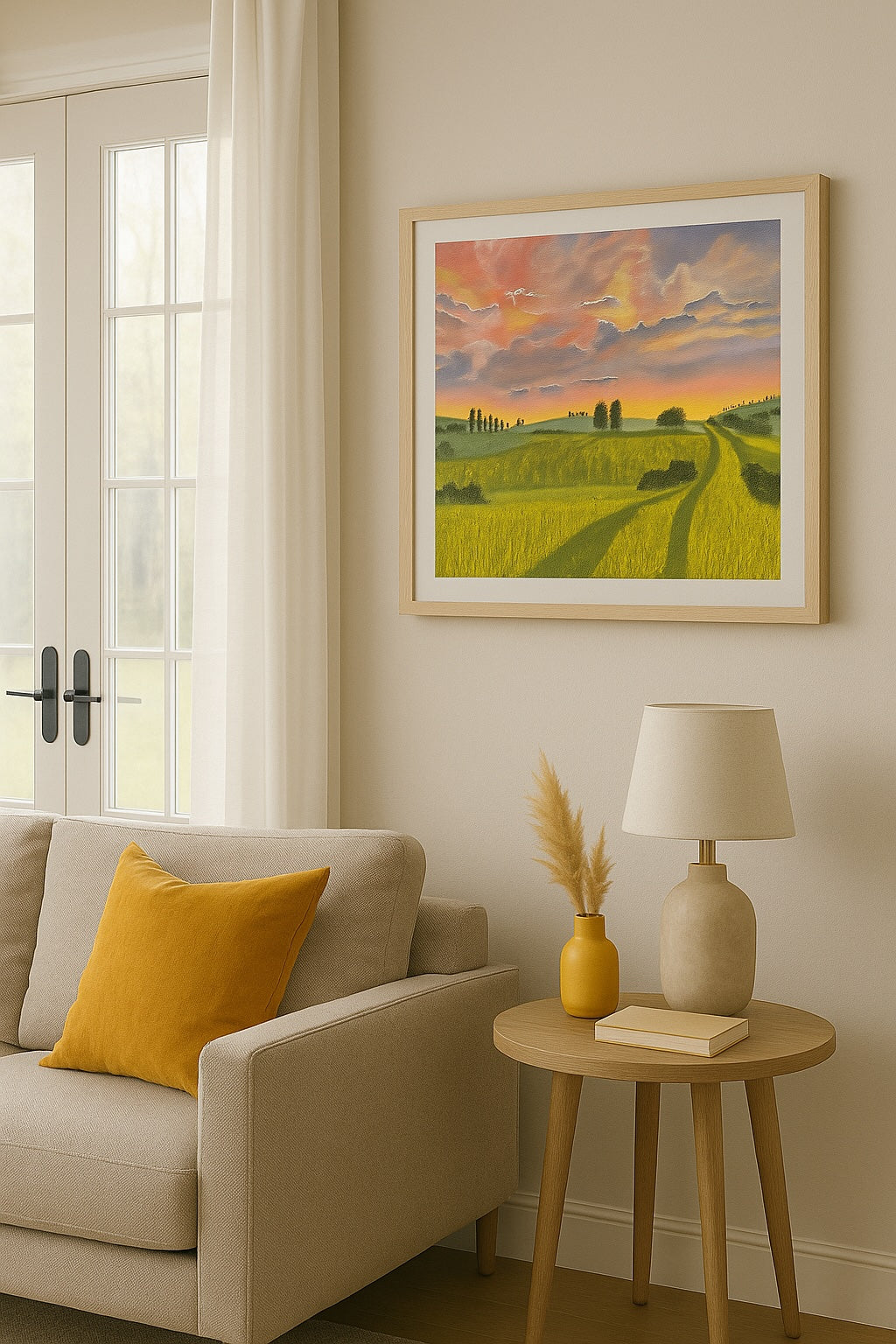 Landscape on Canvas - "Sunset Over Rolling Hills"