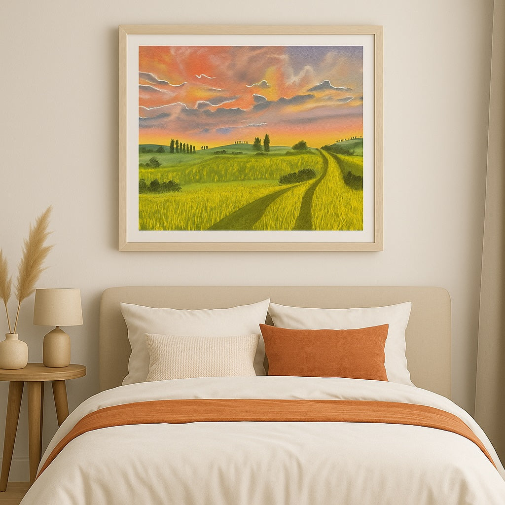 Landscape on Canvas - "Sunset Over Rolling Hills"