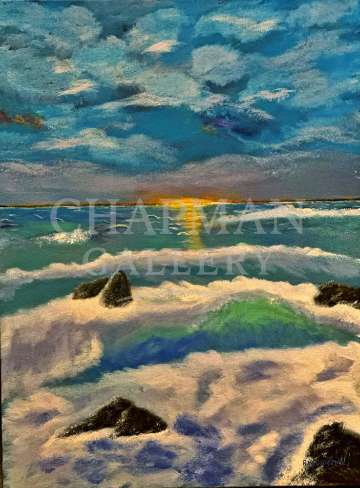 Seascape on Canvas - ’Ocean’s Edge at Sunset’ Original Artwork