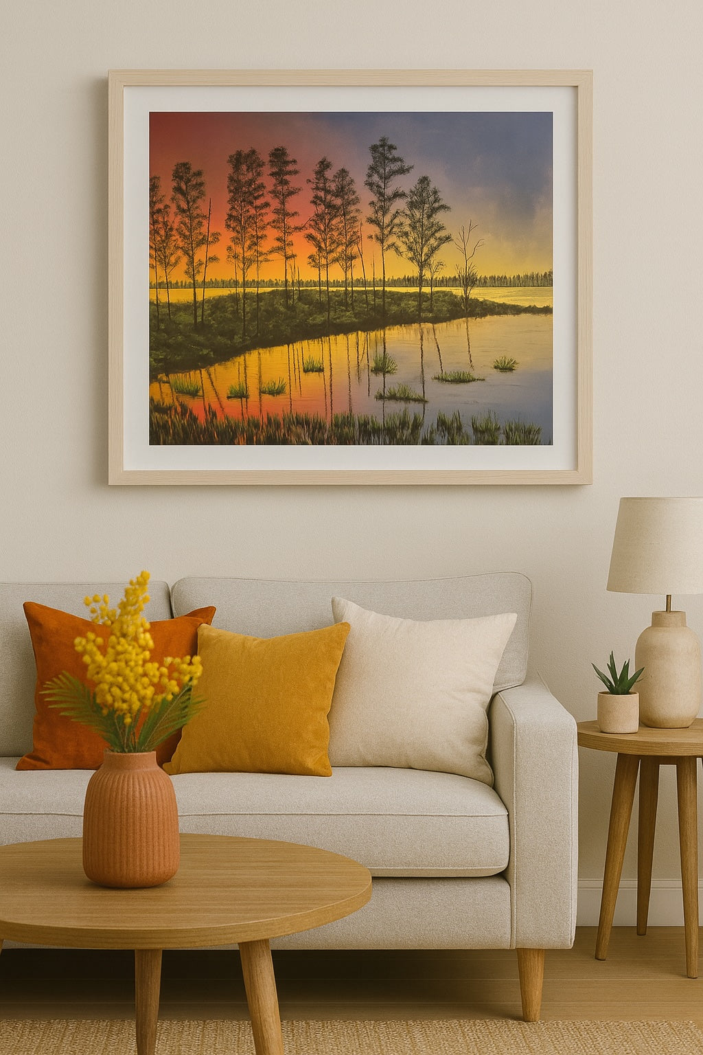 Landscape on Canvas - "Sunset Over Still Waters"