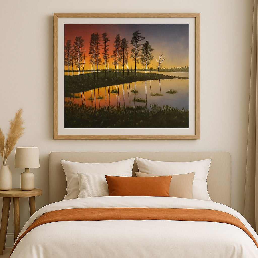 Landscape on Canvas - "Sunset Over Still Waters"
