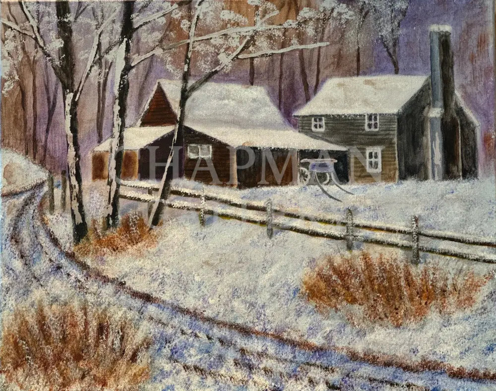 Winter Landscape Canvas - ’Tracks Home’ 16’’ x 20’’ (406 x 508mm) Original Artwork